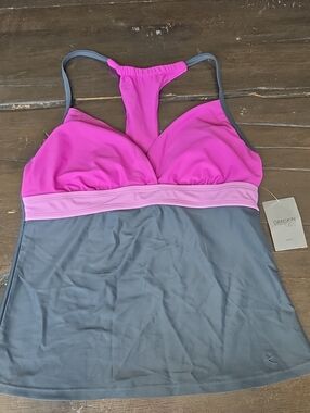 (8-10) Danskin Now Hot Pink and Gray Racerback Swim Top Vacation Summer Beach